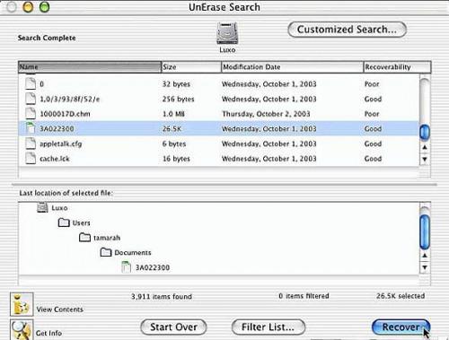 Wiederherstellen von Dateien auf einem Mac OS