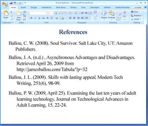APA-Format in Powerpoint veranschaulicht