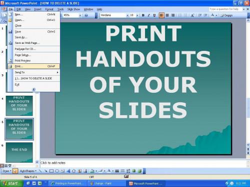 Drucken von Handzetteln einer PowerPoint-Präsentation