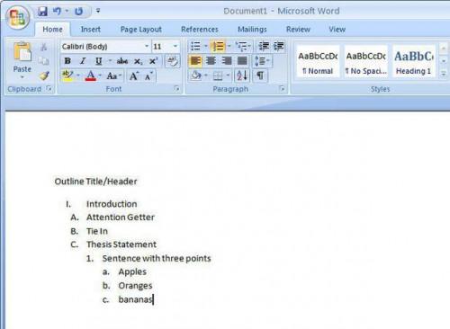 Wie man eine Gliederung in Microsoft Word 2007