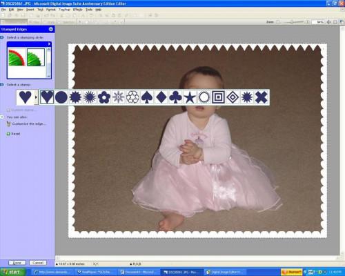 Vorgehensweise beim Hinzufügen oder Erstellen von Briefmarken nach Fotos, die mit Microsoft Digital Image Software